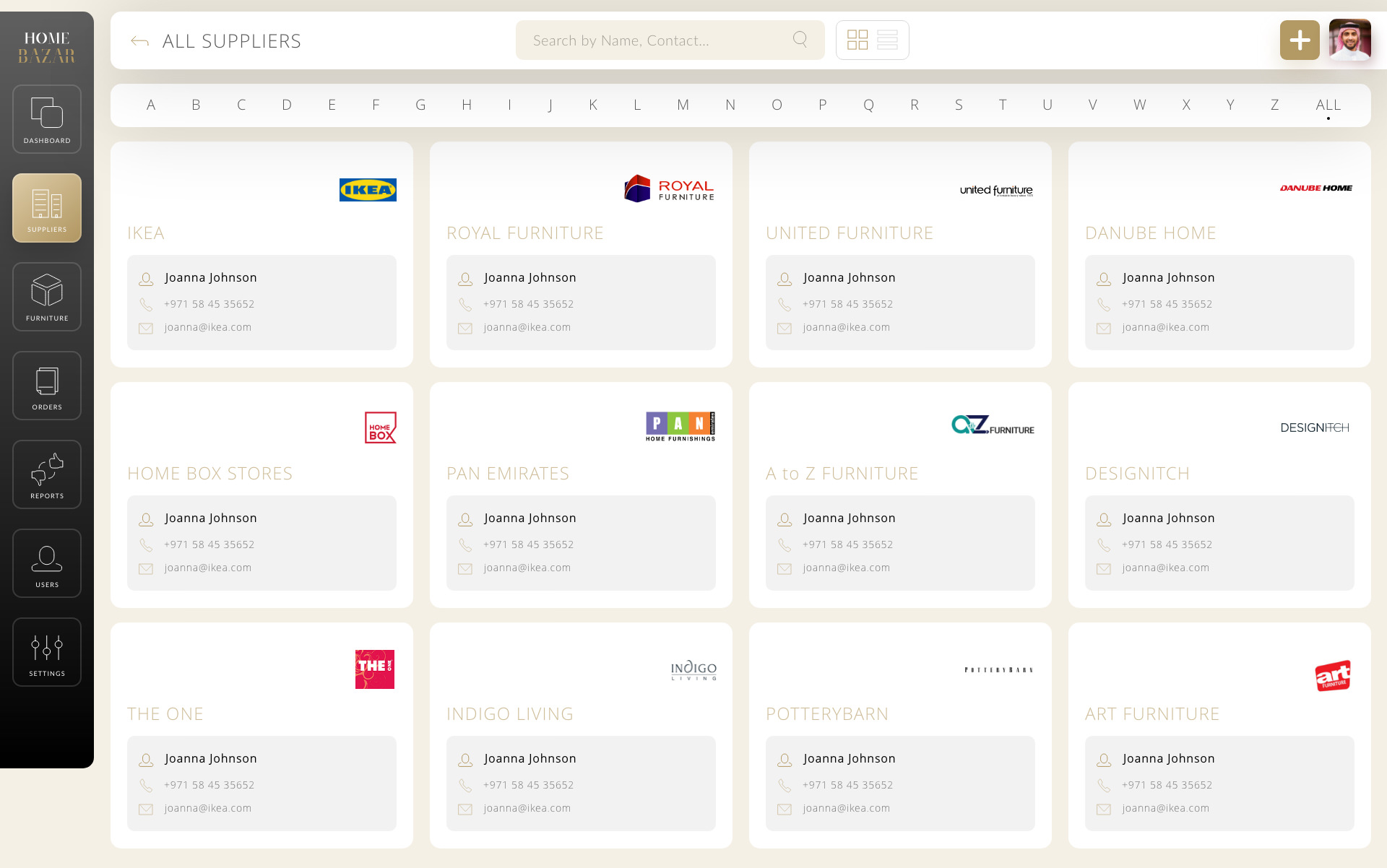 Suppliers - HomeBazar Admin Suppliers - HomeBazar Admin