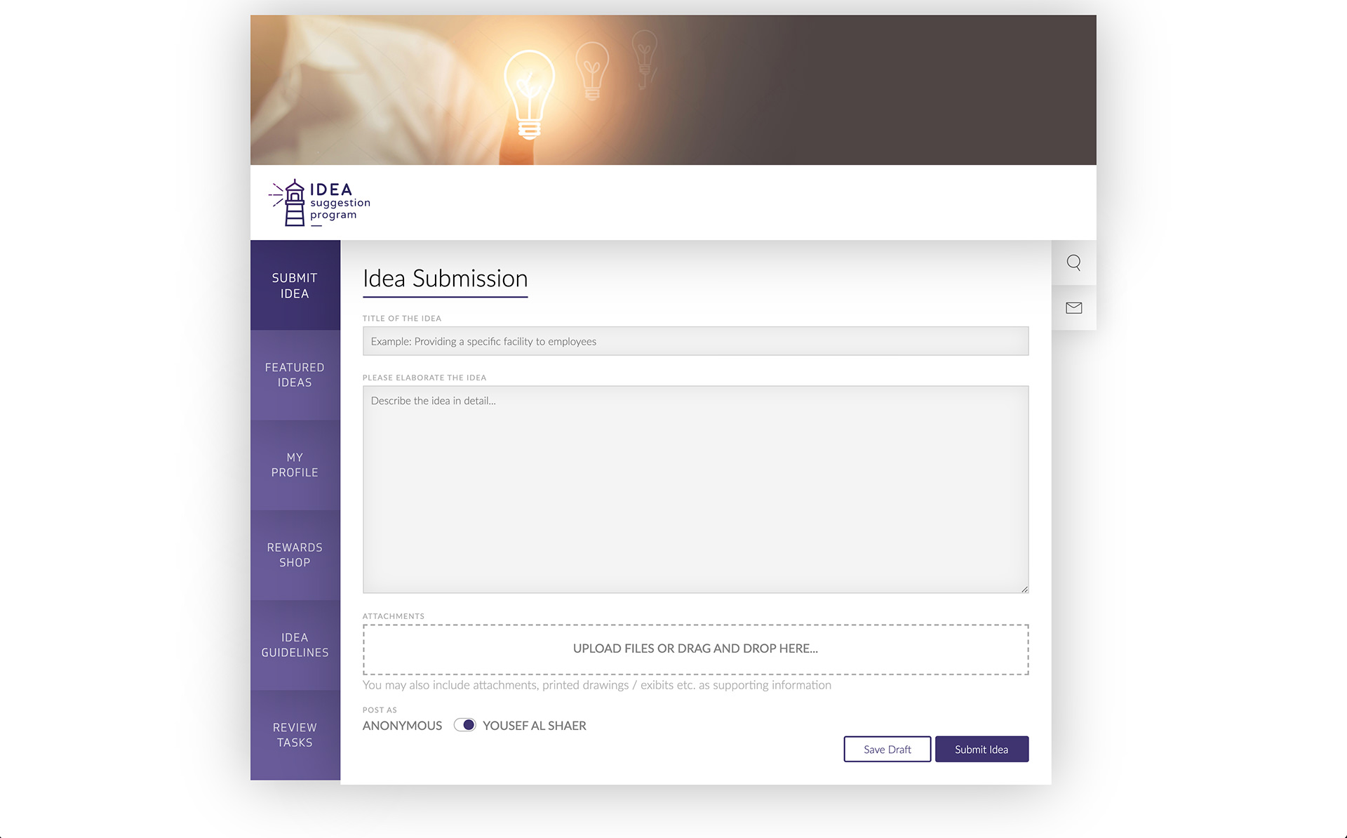 Submit Idea - IDEA System Submit Idea - IDEA System